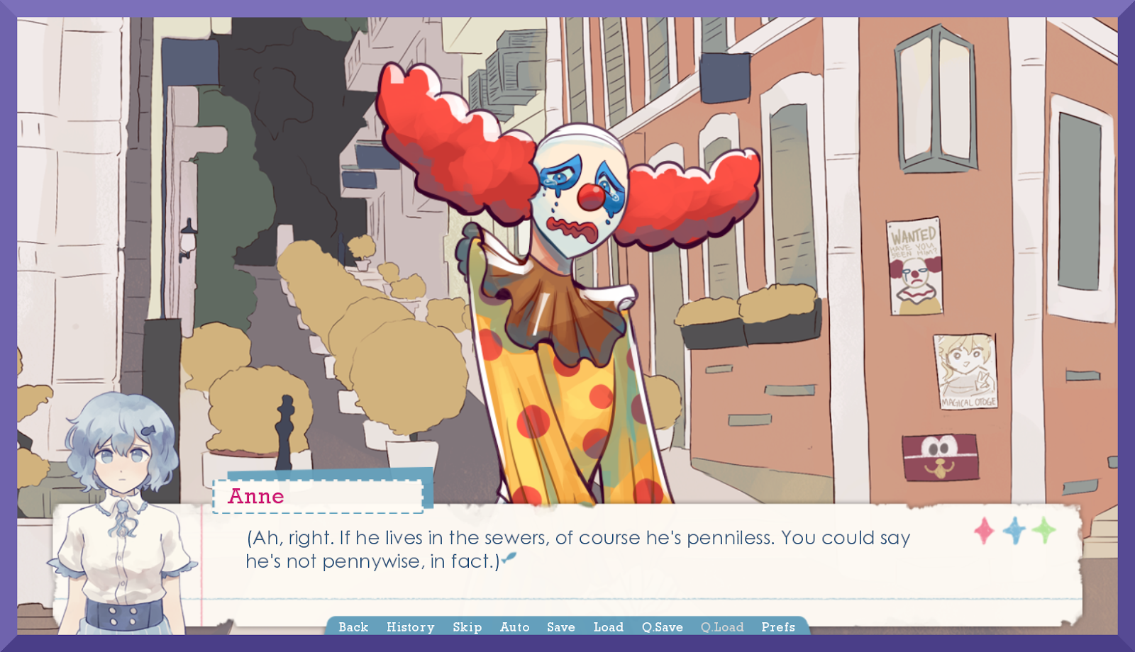Decorated screenshot image of Pizzaro the clown and Anne Chovy from "Project Pizzaro Deep Dish"